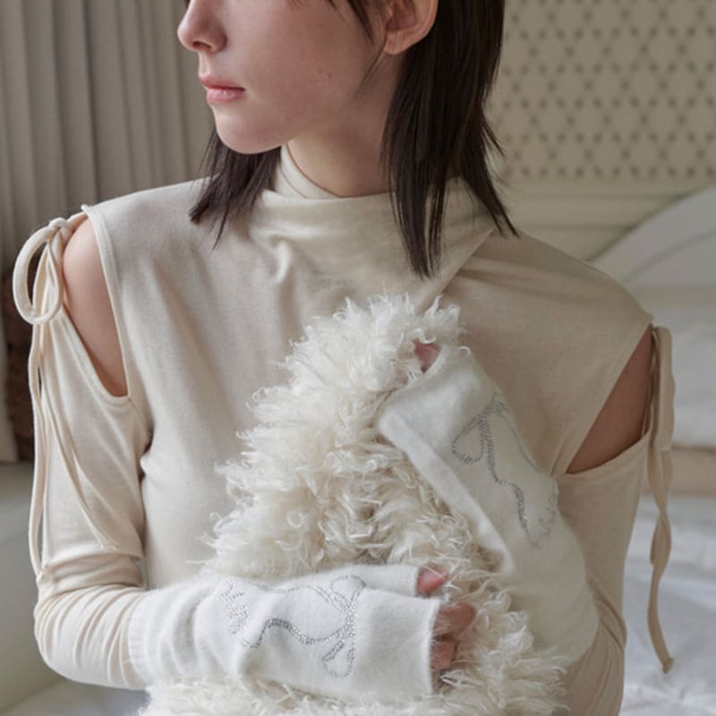 ПЕРЧАТКИ ИЗ АНГОРЫ С ЛЕНТОЙ HHIPS (3colors)