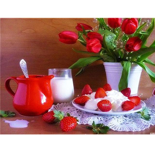 DIY 5D алмазная живопись цветы и кофе Алмазная мозаика наборы крестиков украшение дома полная круглая алмазная вышивка