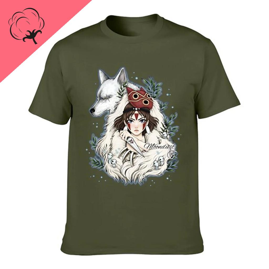 Graphic Novelty Princess Mononokes Hime T-Shirts for Men Women Pure Cotton Kodama Tree Forest Spirit Tees Shirt