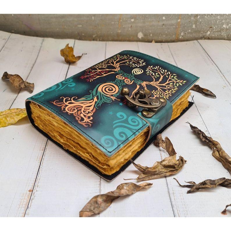 Leather Journal Mother of Earth Deckle Edge Paper Notebook Spell Journal Book of Shadows Leather Grimoire Recipe Book Leather Sketchbook
