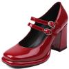 Туфли Мэри Джейн на высоком каблуке с ремешком, черные, белые, красные, женские туфли-лодочки на высоком каблуке, на платформе, элегантные, для вечеринки, свадьбы, женские, большого размера