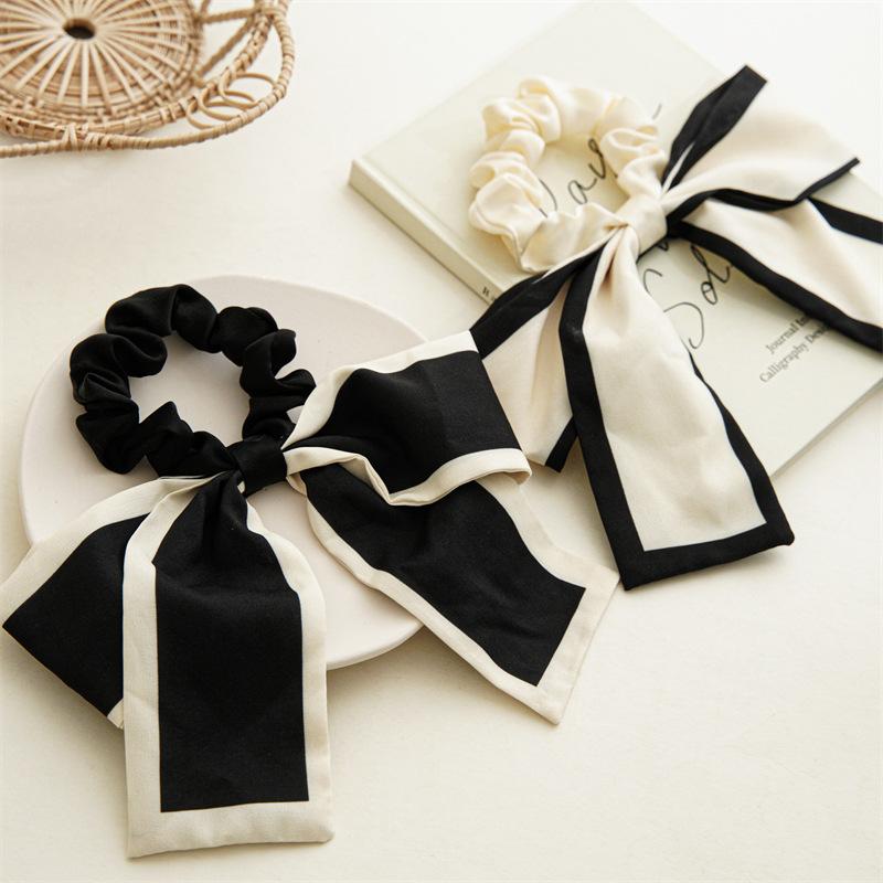Large Bow Ribbon Hair Rope Rings French Woman Hair Scrunchies Ponytail Holder Elastic Hair Ties Hairbands Elegant Headwear