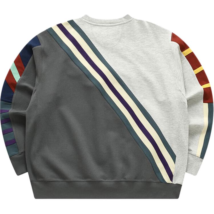Fila Fusion X FACETASM Коллаборация Американский Ретро Полосатый Color Block Круглый вырез Свободный Свитшот Унисекс свитшот Серебристо-серый T11U417202F-MG