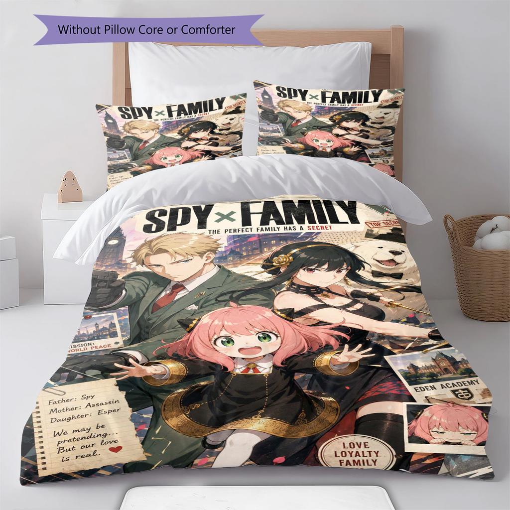 Spy x Family Anime Pattern Bedding Set Quilt Cover Pillowcase Home Decor Gift (1 * duvet cover + 2 * pillowcase, without core)