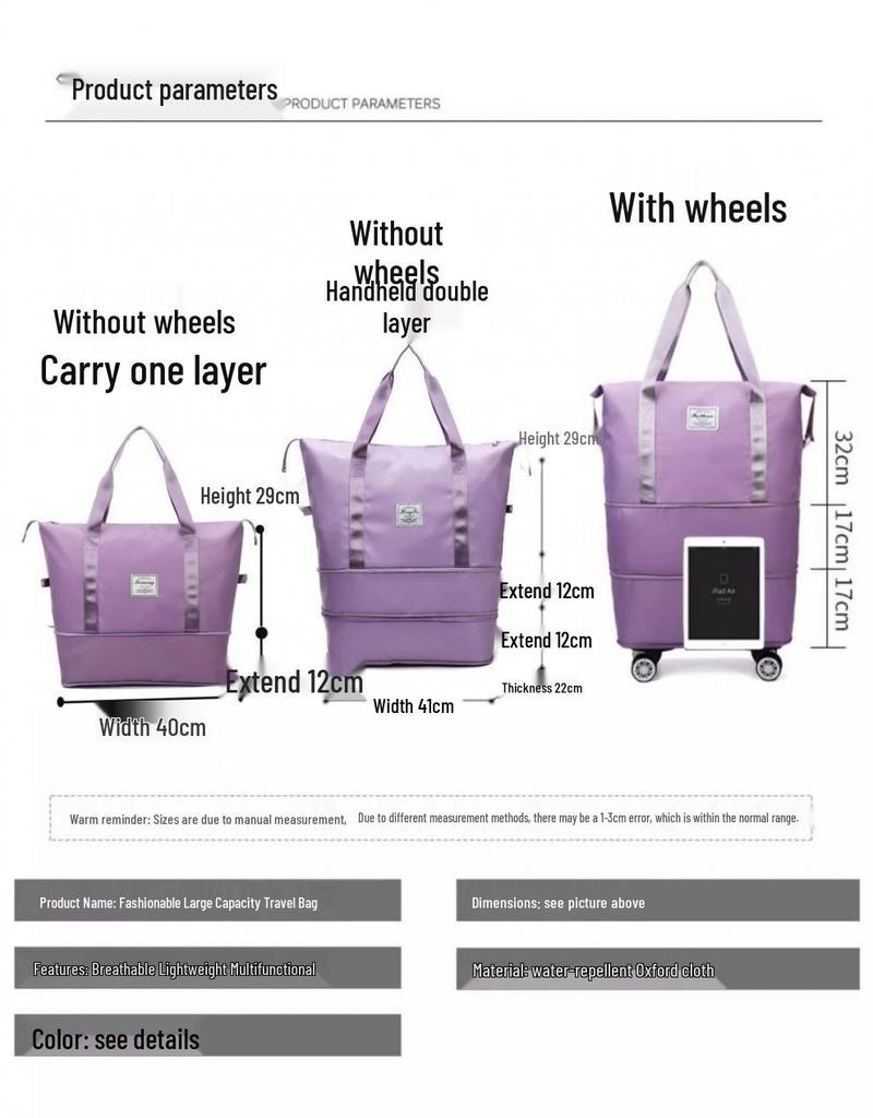 Трехслойная сумка-даффл для родов с колесами - Дорожная ручная сумка большой вместимости для женщин