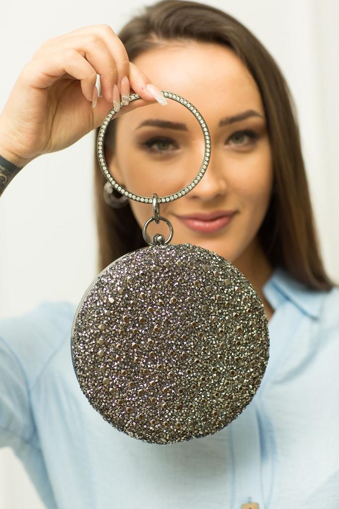 Women's Stylish and Useful Evening Dress Bag Platinum Stone Bracelet Evening Bag