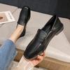 Huiliya Women's Black Leather British-Style Loafers - 2025 Spring Collection, Thick-Soled Casual Shoes