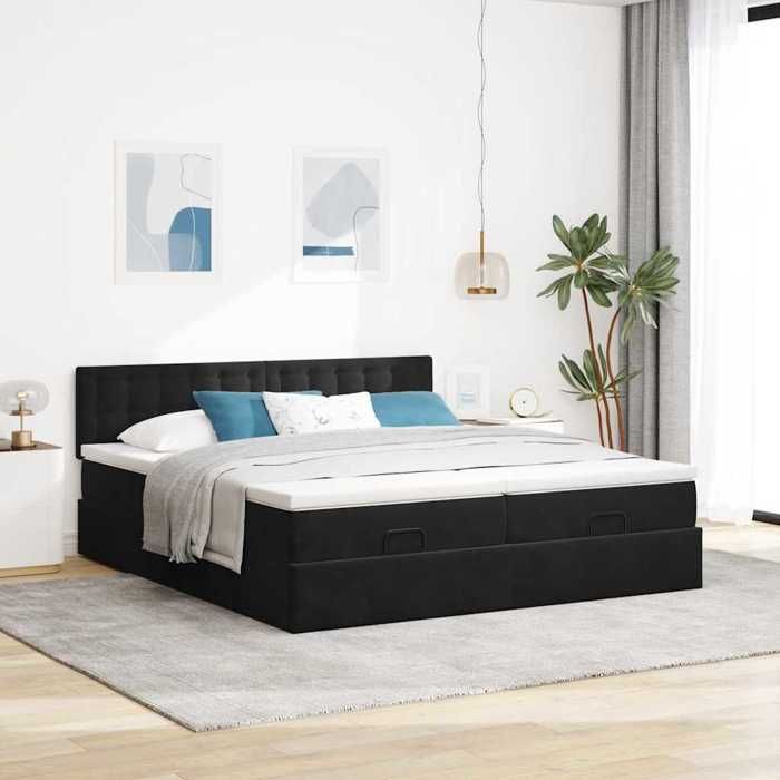 Maison Exclusive - Cadre de lit ottoman avec matelas noir 200x200cm velours