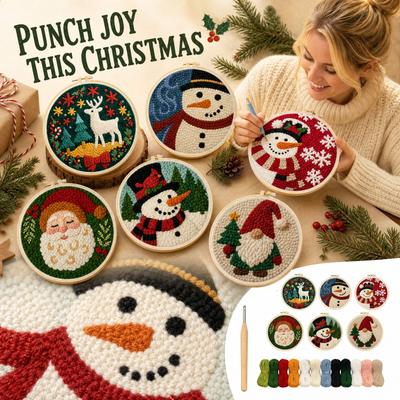 Рождественский набор для вышивки гладью (punch needle) с пряжей для DIY