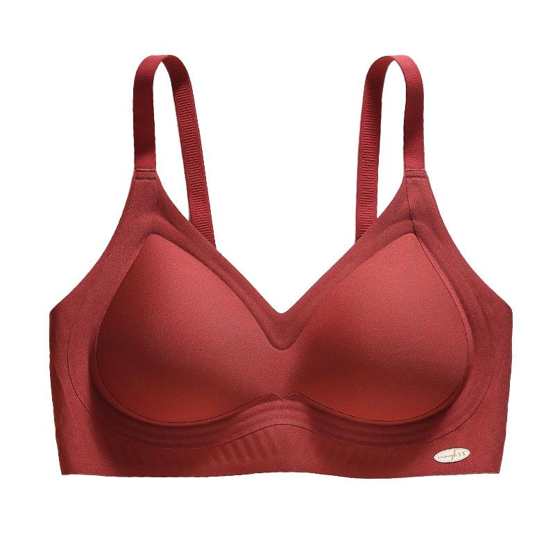 Traceless steel rim underwear women's jelly glue vest, pull and close secondary breasts, small breasts gather and show large fixed cup bra cover