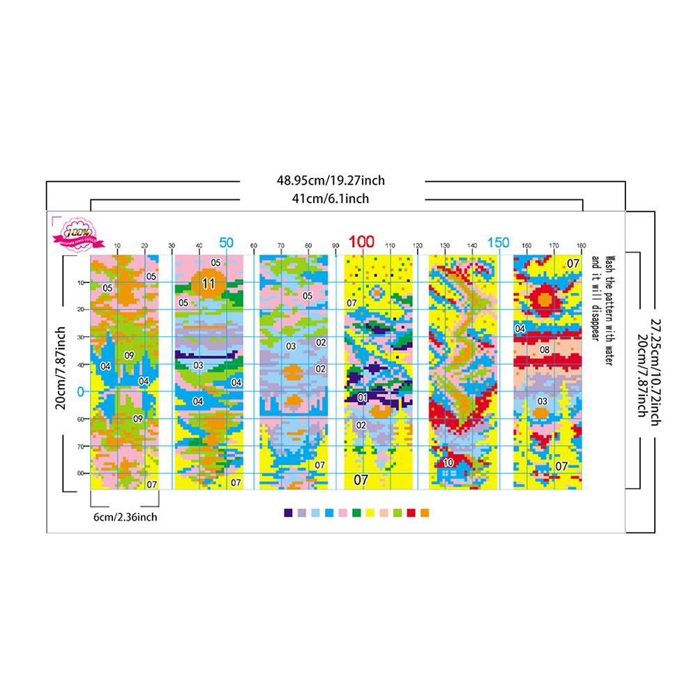 6Pcs DIY Cotton Single-Sided Stamped Bookmark Cross Stitch Kits for Starter Adults Cross Stitch Bookmark Craft Kit 18.5x11.02in