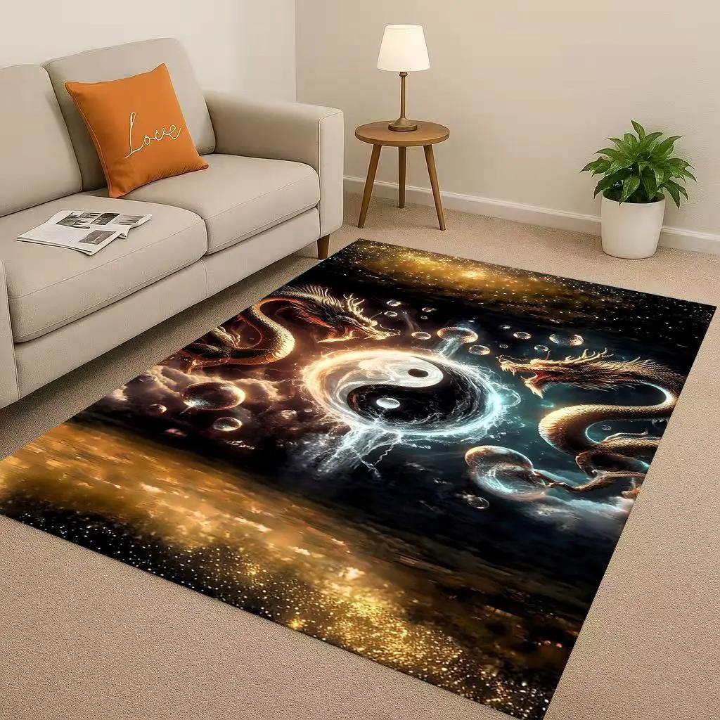 Инь Ян Китайский Тай Чи Естественный Баланс Искусство Гостиная Нескользящий Коврик Мягкий Ковер для Спальни Диван Домашний Декор Придверный Коврик