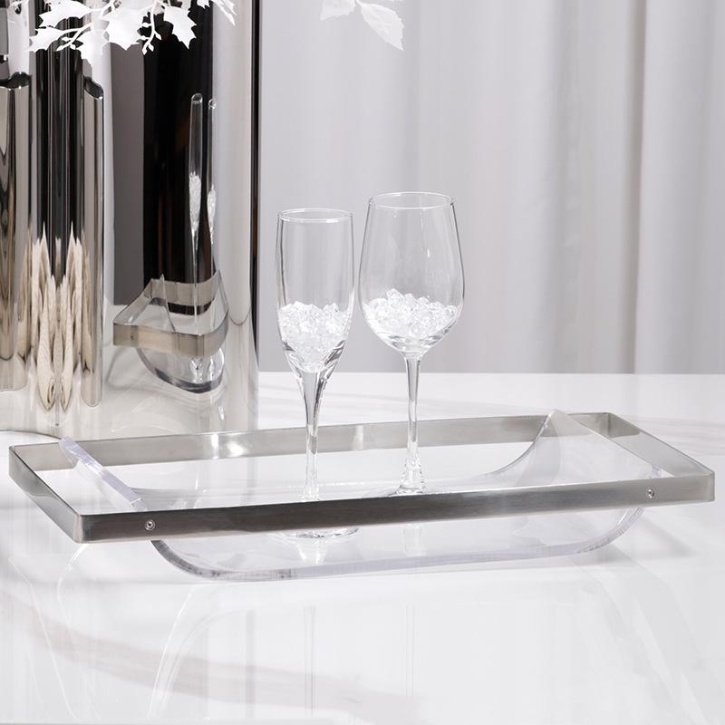 Modern Light Luxury Acrylic Transparent Tray Rectangular Storage Tray Model Room Dining Room Living Room Home Decoration