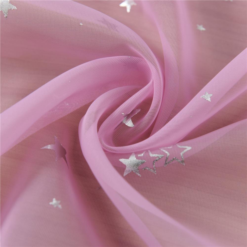 Translucent Tulle Curtains Elegant Window Curtains Silver Stars Sheer Curtains Home Decoration