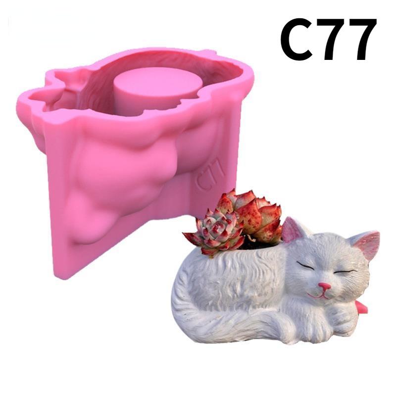 1Pc Silicone Mold Cute Cat Dog Flower Pot Succulent DIY Making Resin Concrete Vase Cactus Candle Silicone Mold Home Decor Tool
