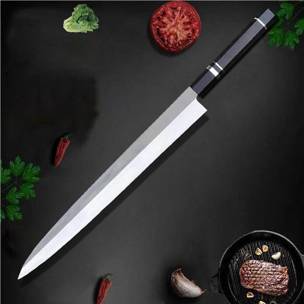 Нож для сашими Одностороннее лезвие Сталь 10Cr15MoV Нарезка Лосось Ветчина Филетирование Рыба Тесак Янагиба Японские Кухонные Ножи