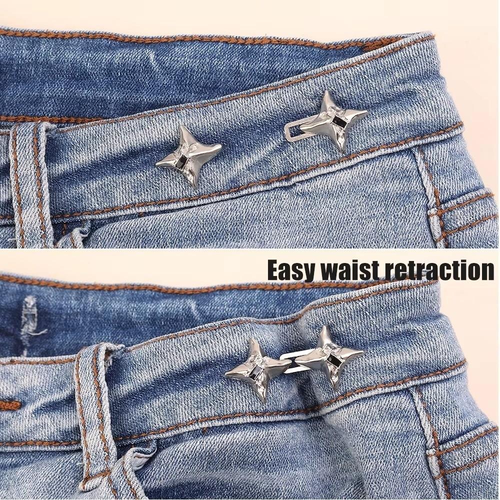 Four Pointed Star Waist Buckle Adjustable Belt Buckles New Jeans Buttons  Dress Decoration
