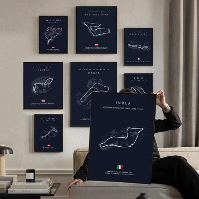 F1 Imola Monaco Track Circuit Formula Motorsport Race Poster Ретро-наклейка из крафт-бумаги DIY Room Bar Cafe Stickers Wall Painting