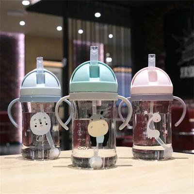 Бутылка для питья с рисунком из мультфильма для детей на открытом воздухе с соломинкой, детская поилка для кормления, тренировочная портативная ручка, бутылка для воды, кружка для воды
