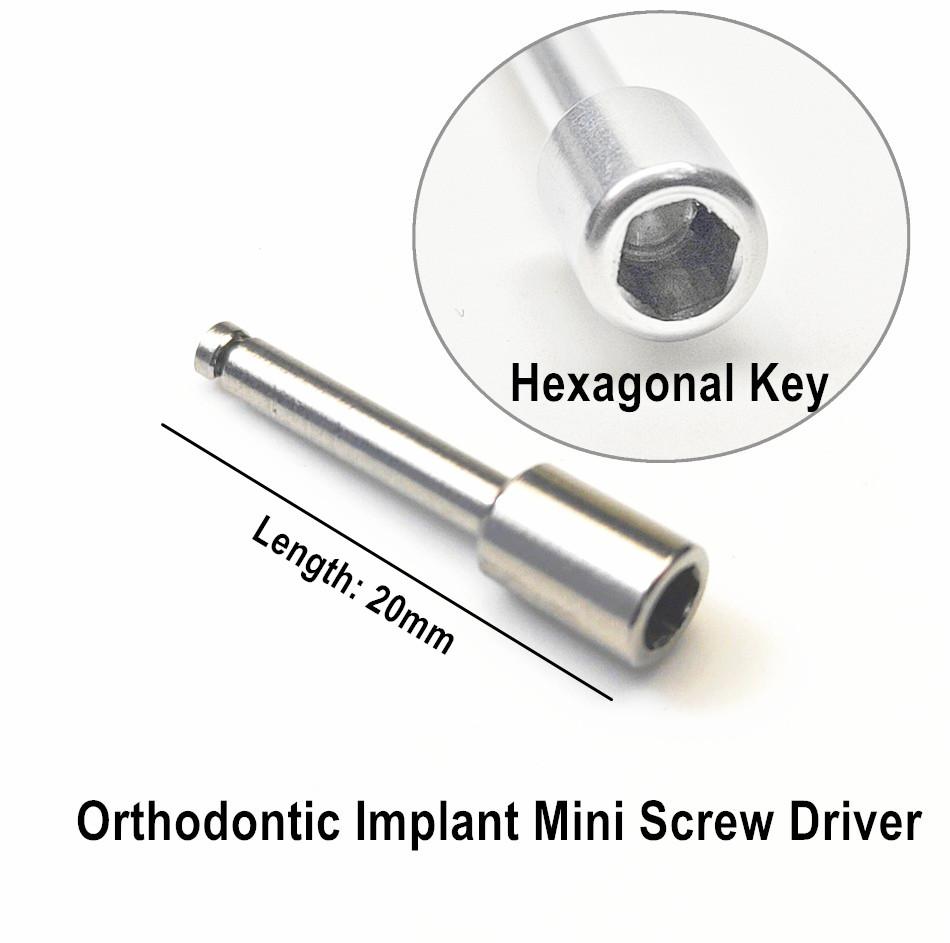 Мини-отвертка для зубного имплантата, ортодонтическая фиксация, шестигранный винт, ключ 20 мм, отвертки с коротким стержнем, инструмент, соответствующий контруглу