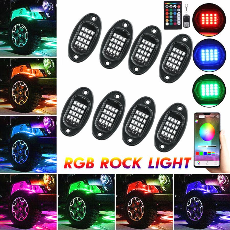 8 шт. Неоновая светодиодная RGB-подсветка днища, атмосфера, Bluetooth-приложение, двойной пульт дистанционного управления