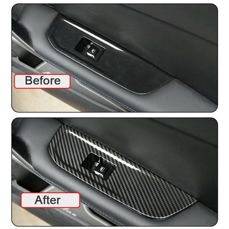 Compatible For MG4 EVMulan 2022-2024 Car Window Control Lift Switchs Panel Cover Trim Decoration ABS Carbon FiberDurable