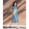 Dme Practical Summer Simple Style Lapel Cloud Cotton Loose Comfortable Short Sleeve Women's Denim Dress