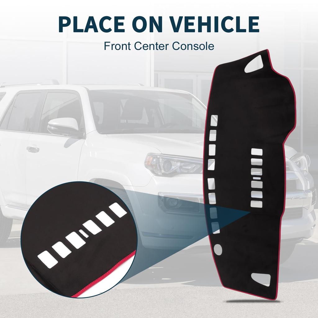 TUCKBOLD Dashboard Mat for Nissan Tiida C11 Car Dashboard Protective Interior Customization Parts Sun Flannel Black with Red Set (2005-2010), Cover,