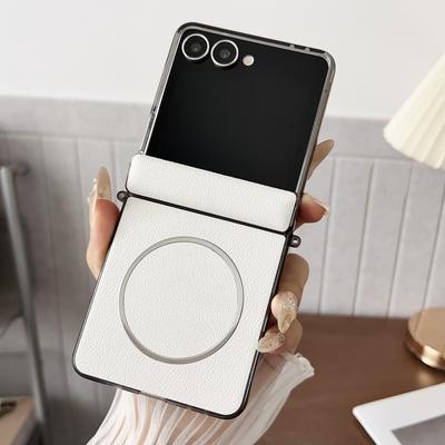 Для Samsung Galaxy Z Flip 7 Кожаный Магнитный Чехол Для Magsafe Защита Шарнира Ударопрочный Чехол с Беспроводной Зарядкой Для Z Flip7