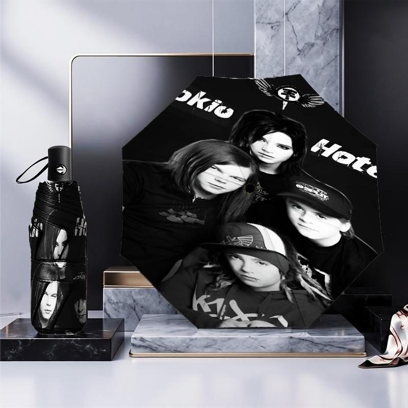 Музыкальная группа Tokio Hotel Зонт Складной зонт, автоматический зонт 8 спиц для путешествий, кемпинга Подарок на Хэллоуин, Рождество