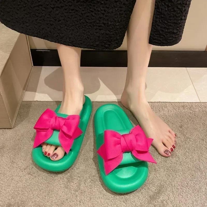 Women's Shoes 2024 Hot Sale Bow Female Summer Slippers Fashion Casual Solft Sole Light Slippers Female Flat Comfortable Slippers