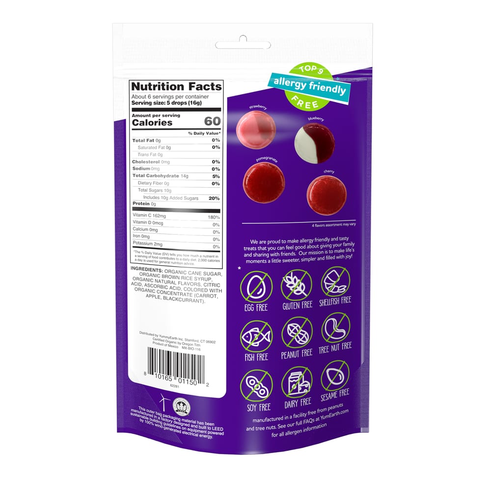 YumEarth Капли с витамином С Фрукты Анти-Окси 3,3 унции (93,5 г)