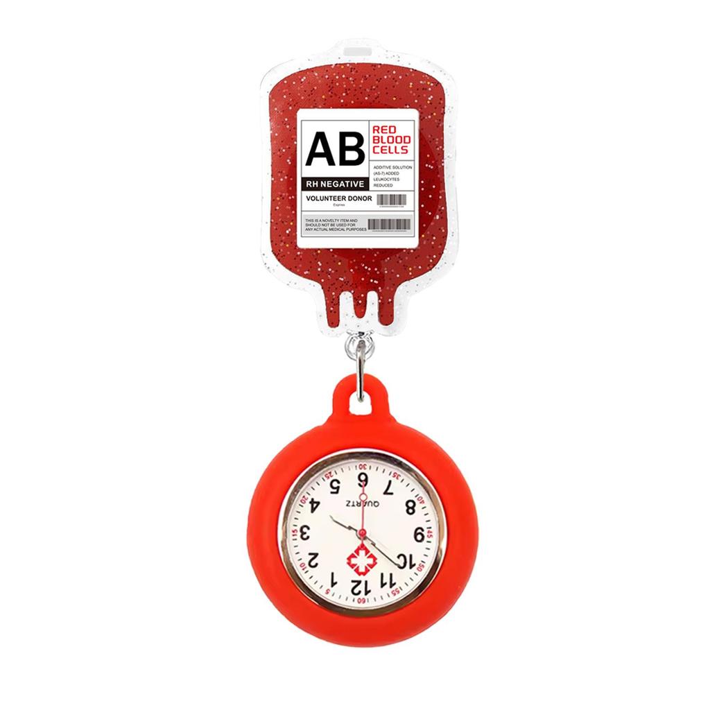 Катушка для бейджа с часами, Креативный медицинский дизайн в виде капельницы и группы крови, Забавный выдвижной держатель для ID-карты на шнурке для работников здравоохранения