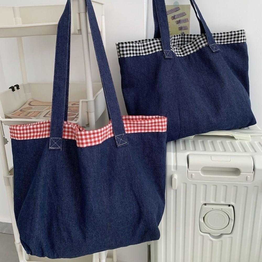 Cloth Denim Handbag Korean Style Canvas Tote Bag Soft Shoulder Bag Shopping Bag