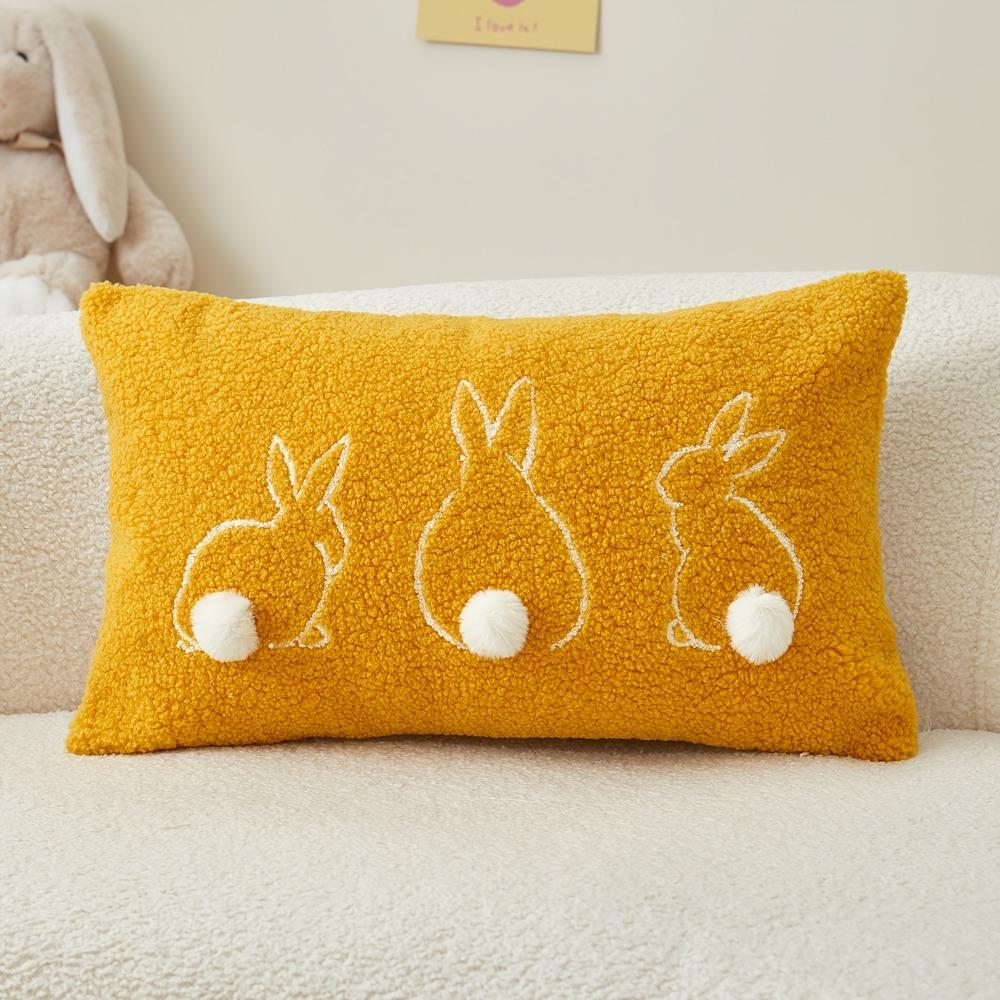Hidden Zipper Rabbit Pillow Case Plush Pillowslip Cartoon Easter Bunny Pillow Cover Holiday