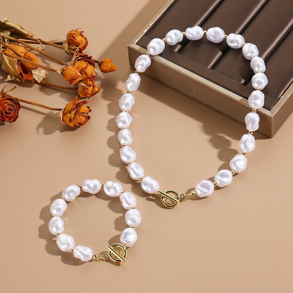 Винтажный комплект из жемчужин барокко особой формы, высококачественное ожерелье с безопасной пряжкой, браслет, комплект ювелирных изделий.