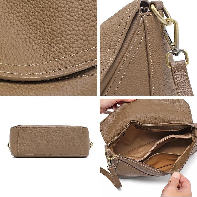 First layer cowhide bag women's new high-end retro commuter geometric bag genuine leather women's bag shoulder messenger bag