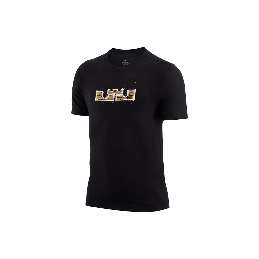 Nike Dri-Fit Lebron Баскетбольная футболка с короткими рукавами и нарисованной вручную короной с животным принтом Мужские топы черные DR1292-011