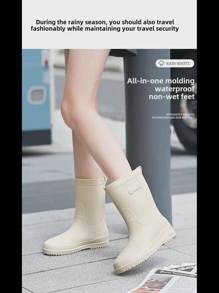 Women's Mid-Tube Lightweight Waterproof Rain Boots - European & American Fashion