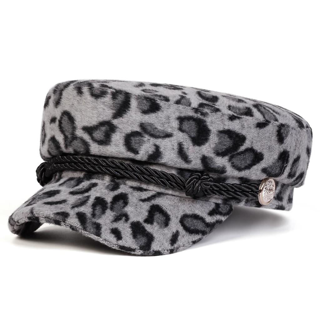 Sailor Winter Autumn Cap Navy Print Leopard Plush Neutral Gender Women Men For Hats Beret Hat Men Flat Top Captain Military Caps