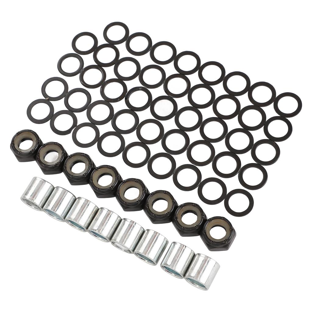 56PCS Skateboard Truck Hardware Kit Iron Spacers Axle Nuts and Speed Rings for Skateboard and Longboard