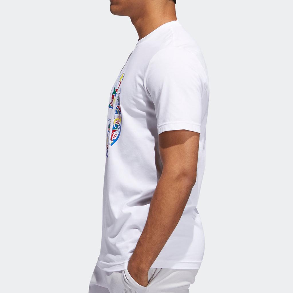 Adidas T Shirts Men's White Crew Neck Moderate Straight Fit DX6935