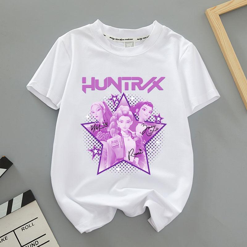 Детская одежда Kpop Demon Hunters Футболка с коротким рукавом Kpop Demon Hunters Футболка Tiger Harajuku для мальчиков и девочек Подарок