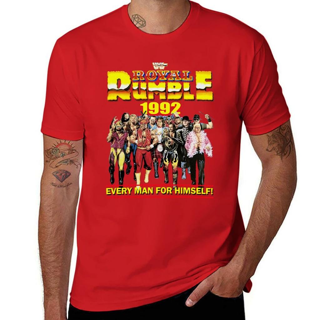 Футболка WWF Rumble 1992 уличная быстросохнущая с коротким рукавом эстетичная одежда футболки для мужчин