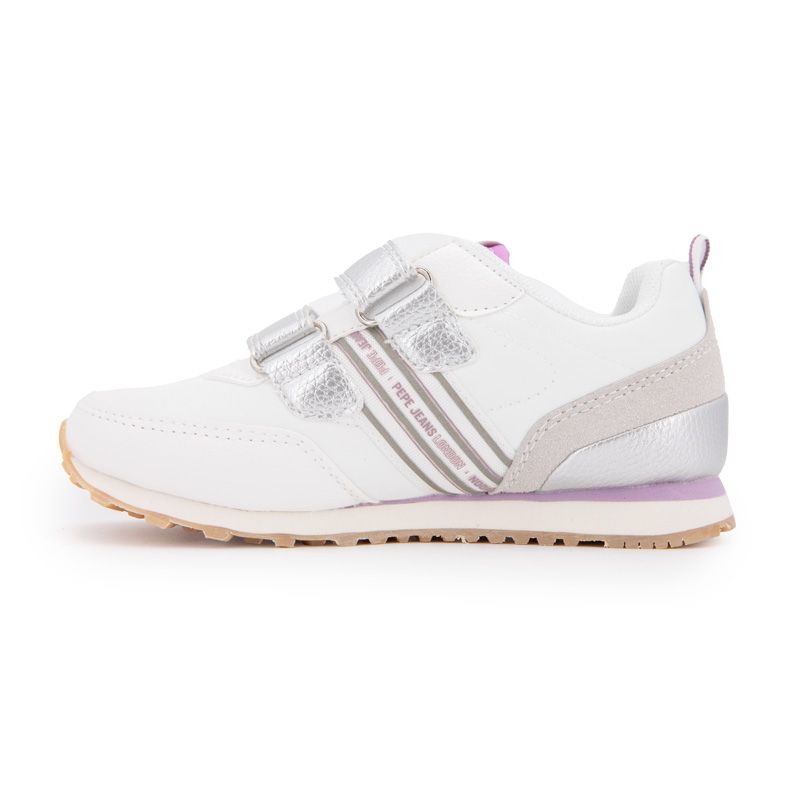 Серебристые низкие кроссовки на липучке с рифленой подошвой Dublin Детские PEPE JEANS