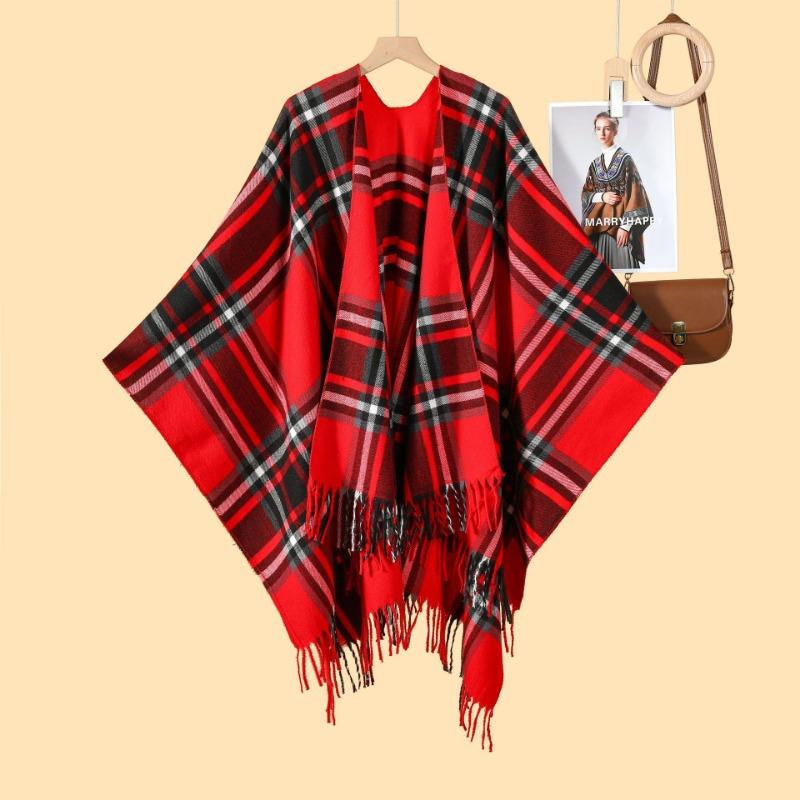 New Scottish Color Plaid Scarf Shawl Cape Nordic Fashion Classic Outer Shawl Cape New