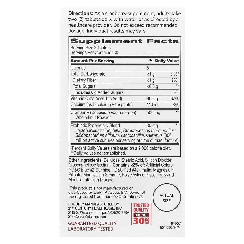 21st Century Sentry Cranberry Plus Probiotic, 60 Tablets