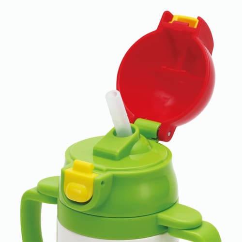 Skater (STWM3N-A) Double-Handled Stainless Steel Water Bottle with Straw, 350ml, Baby Mug, Very Hungry Caterpillar, Fruit Design