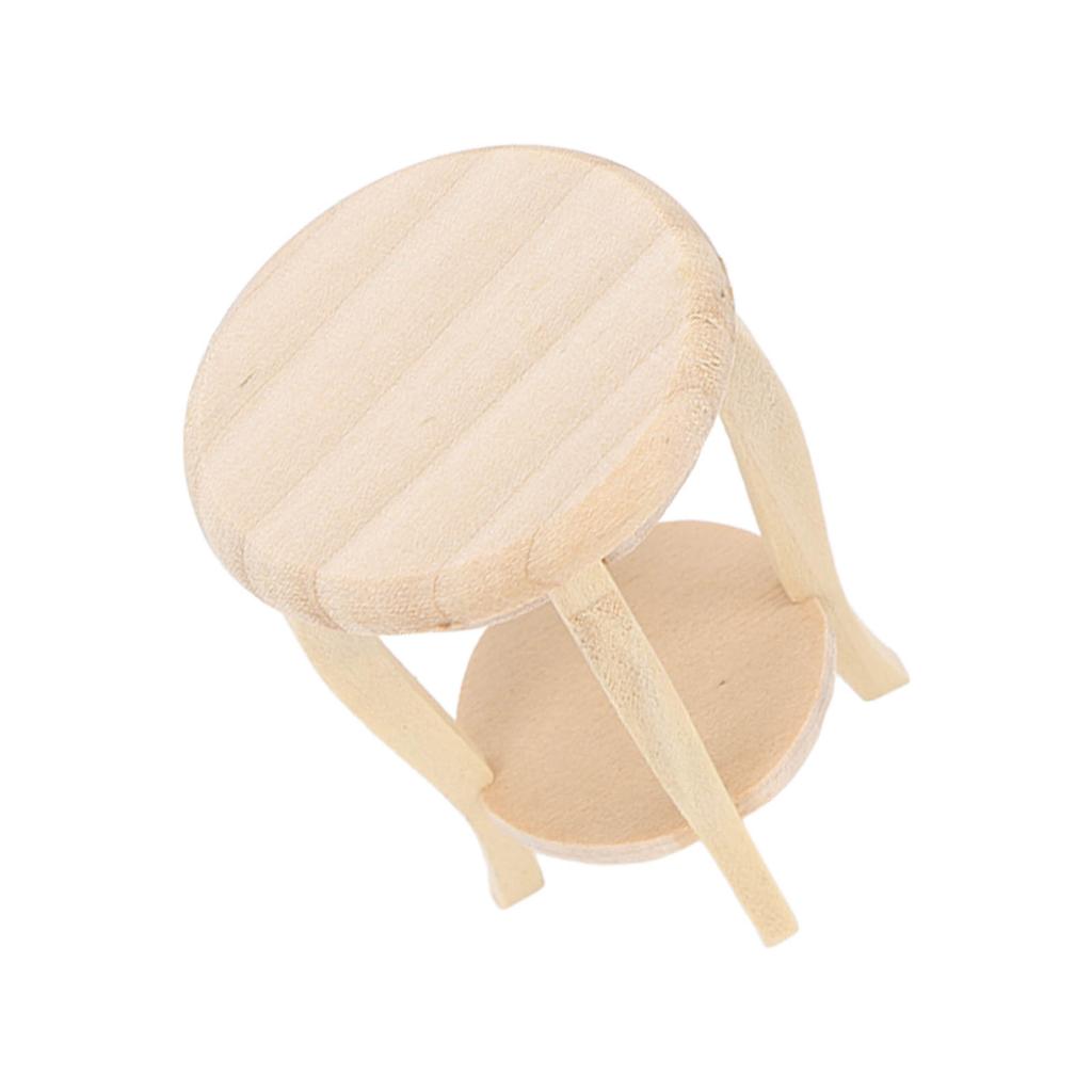 1:12 Dollhouse Miniature Bonsai Stool Wooden Unfinished Perfect Detailed Dollhouse Stool Chair