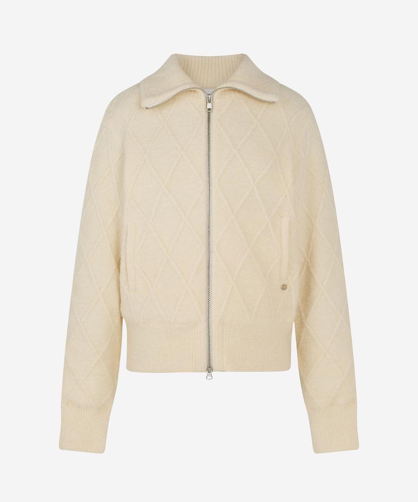 LORDLOAR Cable Windproof Zip-Up Knit Cream
